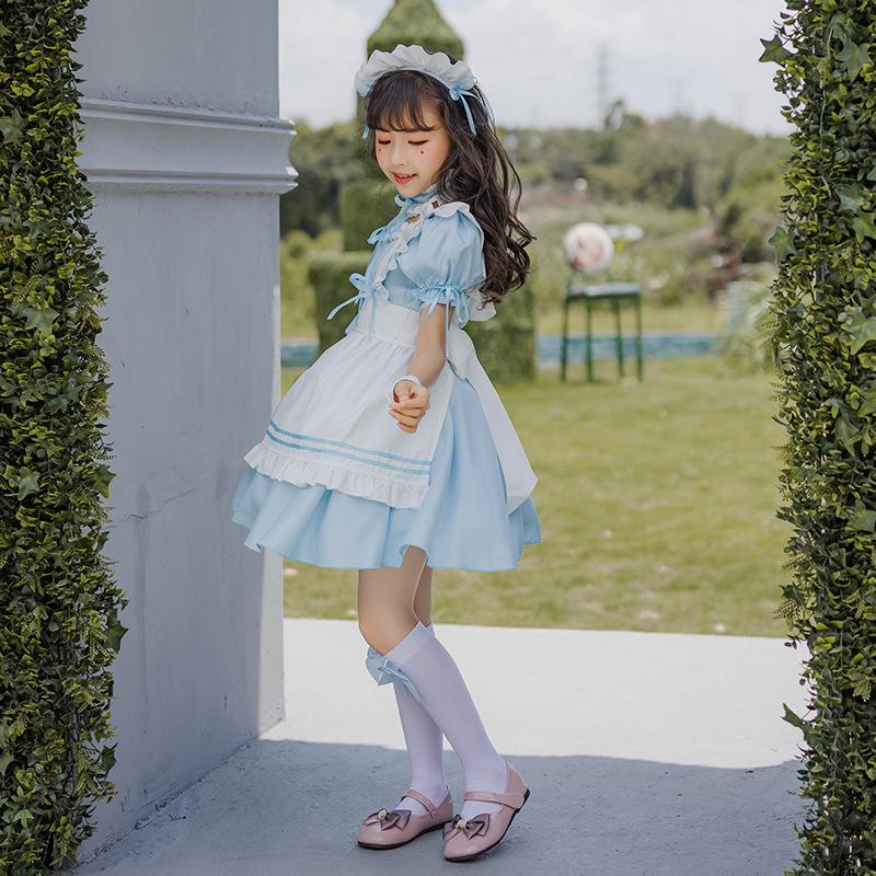 Blue Alice Girls Maid Clothing Girls Cute Lolita Dress Kids Princess Dress Lolita