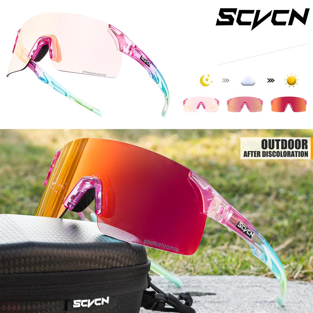 Scvcn Photochromic Sunglasses Cycling Blue Outdoor Sports Bike Glasses Red Man MTB Fishing Glasses Eyewear Bicycle Goggles 2024