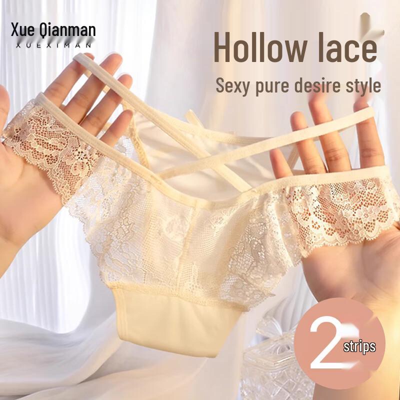 Women s Sexy Lace Low-Waist Breathable Briefs L