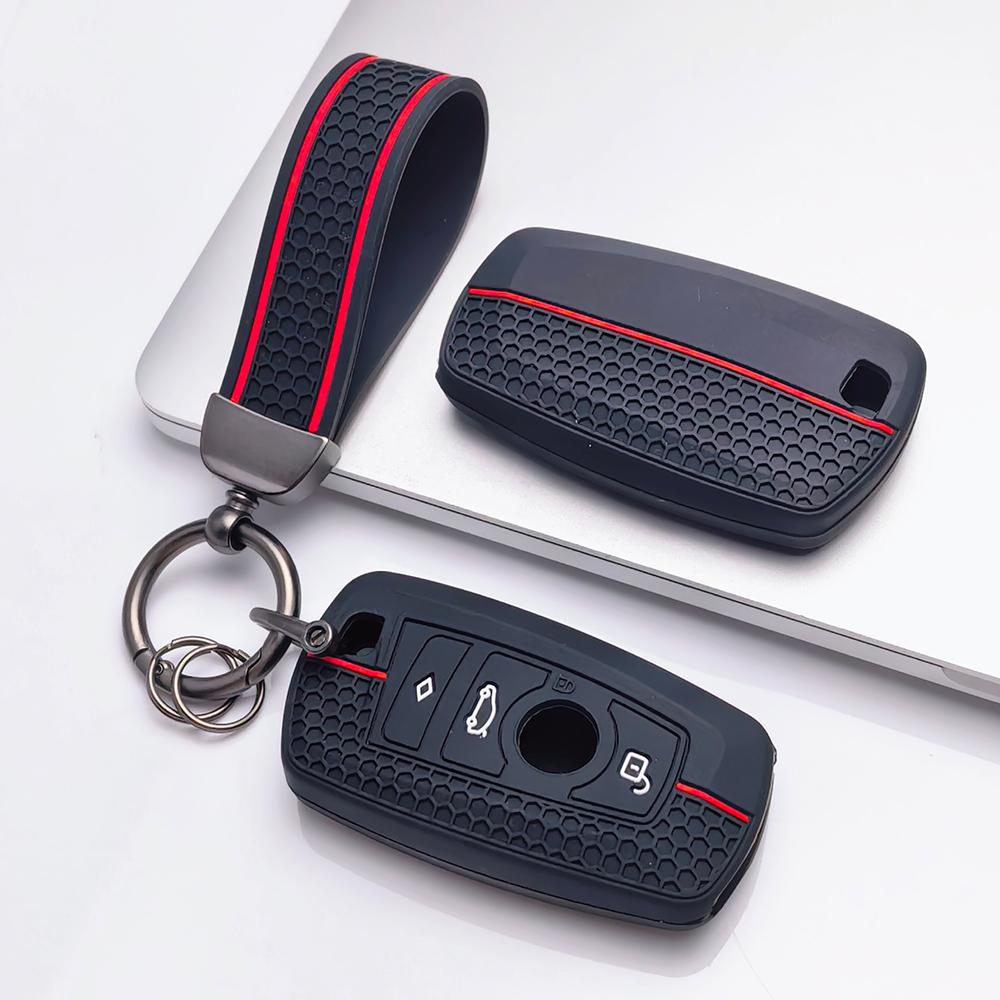 Key Fob Cover for BMW X1 X3 X4 X5 X6 M2 M3 M4 with Keychain Anti-Scratch Guard Shockproof Protection Soft Grip Texture Responsive Button Touch