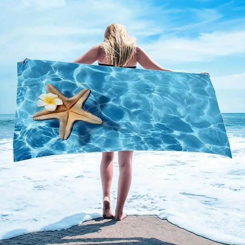 Starfish Sea Print Pattern Beach Towel Swimming Bath Towel Sports Fitness Towel