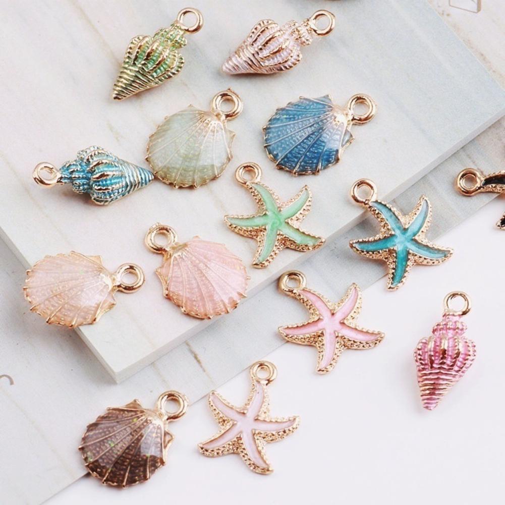 15 Pcs/Set Unisex Jewelry Accessory Shell Conch Starfish Pendant for Necklace Bracelet