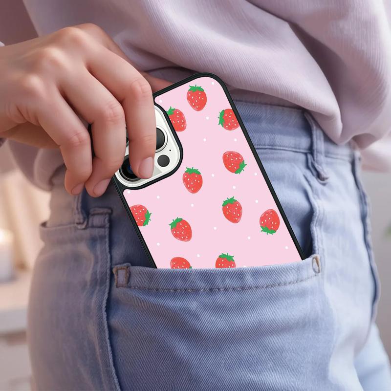 Pink Cherries Cherry Strawberry Phone Case For iPhone 17 Air 15 16e 14 13 Pro Max Coque 12 11 Pro Max PLUS Cover