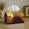 1pc Meerkat-Themed Tissue Box Cover - Modern Meerkat Group Sunset with Meerkats, Durable Napkin Holder Suitable for Car, Kitchen, Tabletop Decor, Holi