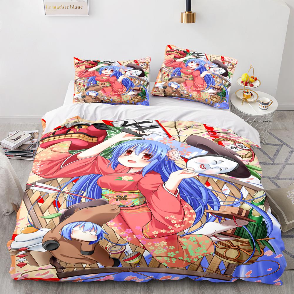 Kawaii Girl Bedding Set Single Twin Full Queen King Size Anime Girl Bed Set Aldult Kid Bedroom Duvetcover Sets 3D Pr Twin S