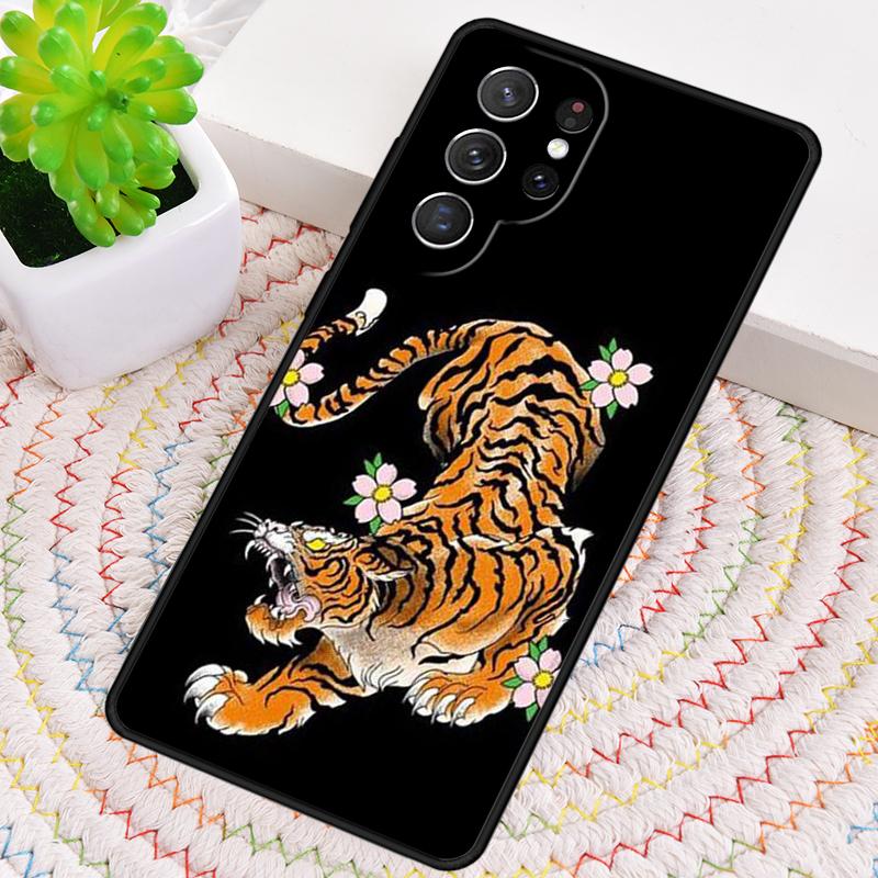 Japanese Tiger pattern Silicone Phone Case For Samsung Galaxy note 10 pro S26 S25 S24 S23 S22 S21 Plus S25Ultra Capa Cover