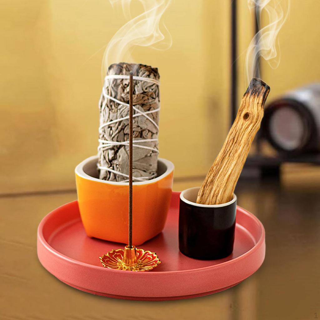 Sada držáku na šalvěj Palo Santo Keramická miska Hořák pro jógovou místnost Stůl Kancelář