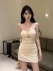 Sexy Nightclub Mesh Pleated Camisole Dress – Slimming Low-Cut, Hip-Hugging Short Skirt