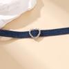 Fashionable Denims Fabric Choker Necklace for Women Adjustable Clavicle Chain Rhinestones Charm Necklace Accessory