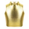 Girls Shiny Metallic Crop Tank Top Ballet Dance Jazz Hip Hop Performance Costumes