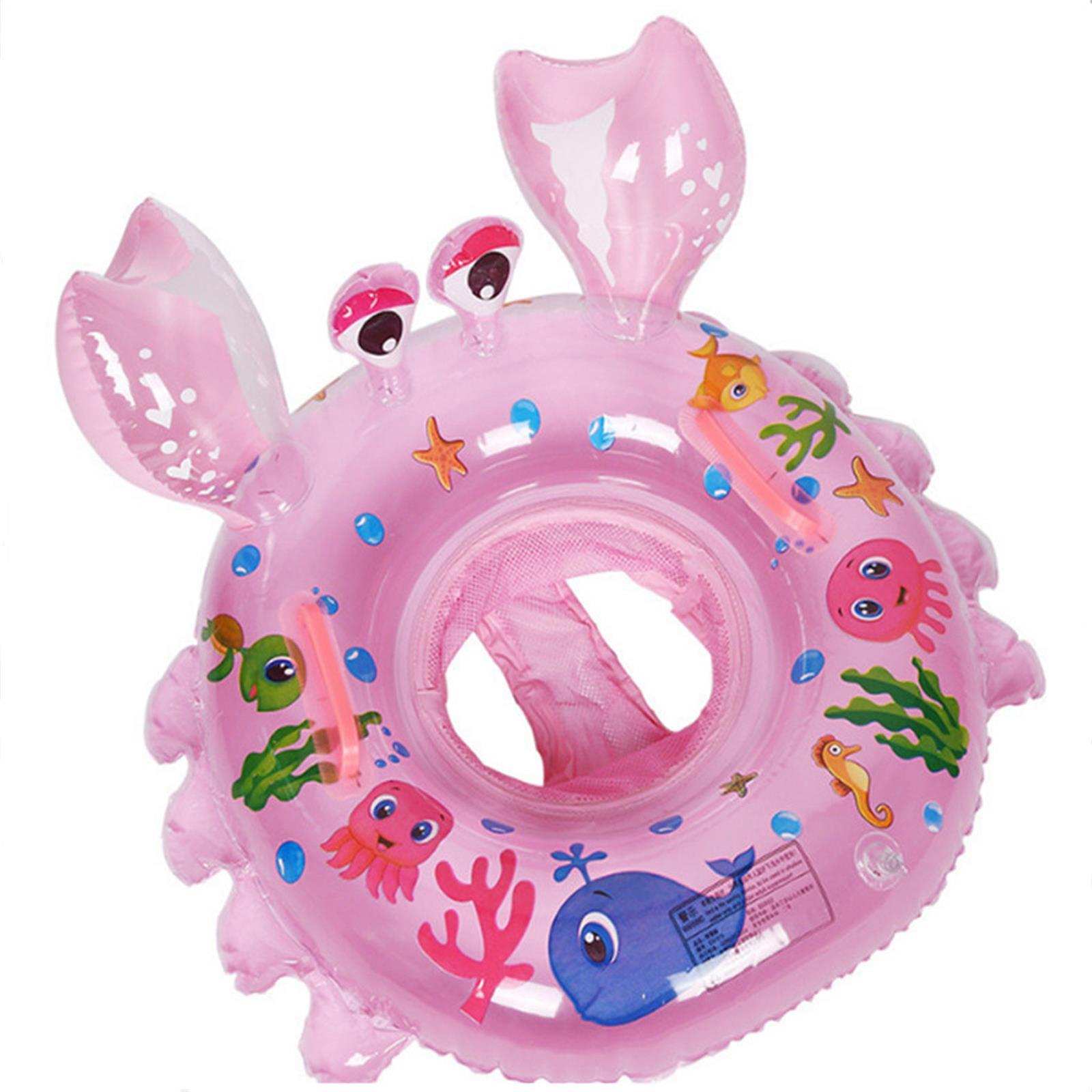 

Inflatable Crab Shape Baby Swim Ring with Safety Seat Mesh and Adjustable Straps for Infant Water Pool Bathing Use розовый