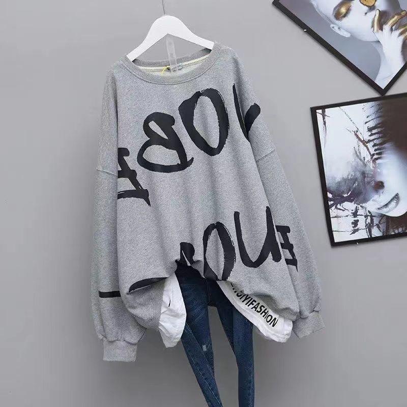 T-Shirt Femme Spring Letter T Shirt Women Black T Shirt Long Sleeve Oversized T-Shirts Tops Plus Size