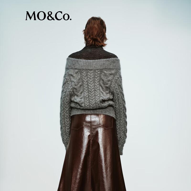 MO&Co.RECTO Designer Collaboration Retro Cable Knit Deep V-Neck Sweater