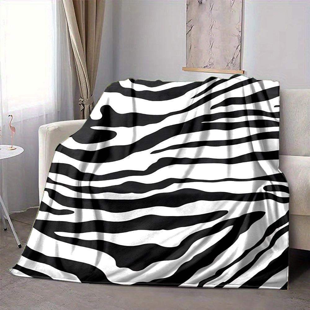 1pc Zebra Print Blanket Warm, Cozy, And Soft, Suitable for Sofas, Beds, Cars, And Office Use.Perfect for Camping And Travel, Making It a Great Gift fo