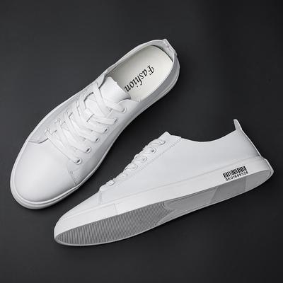 Soft PU Leather Men Shoes Male Sneakers Casual Shoes  Fashion Black White Shoes British Style Leather School Shoes Lace-up