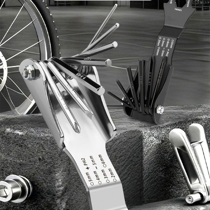 Multifunktionales Handwerkzeug-Set inklusive Kreuzschlitzschraubendreher, Maulschlüssel und klappbarem Sechskantschlüssel für verschiedene Reparaturarbeiten, tragbares Design