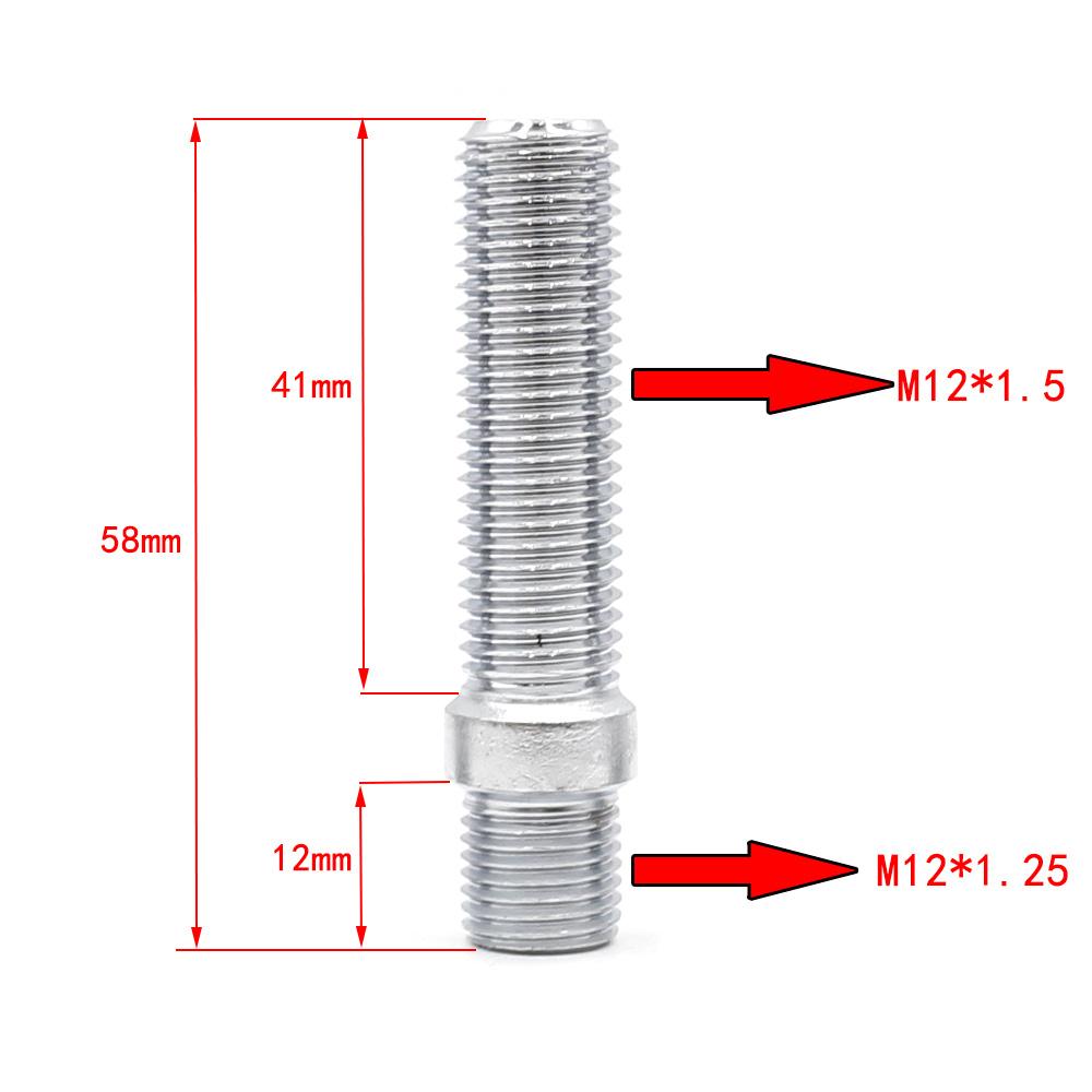 M12*1.25 To M12*1.5 Tall Lug Bolts To Studs 58MM 20PCS Wheel Stud Conversion Kit