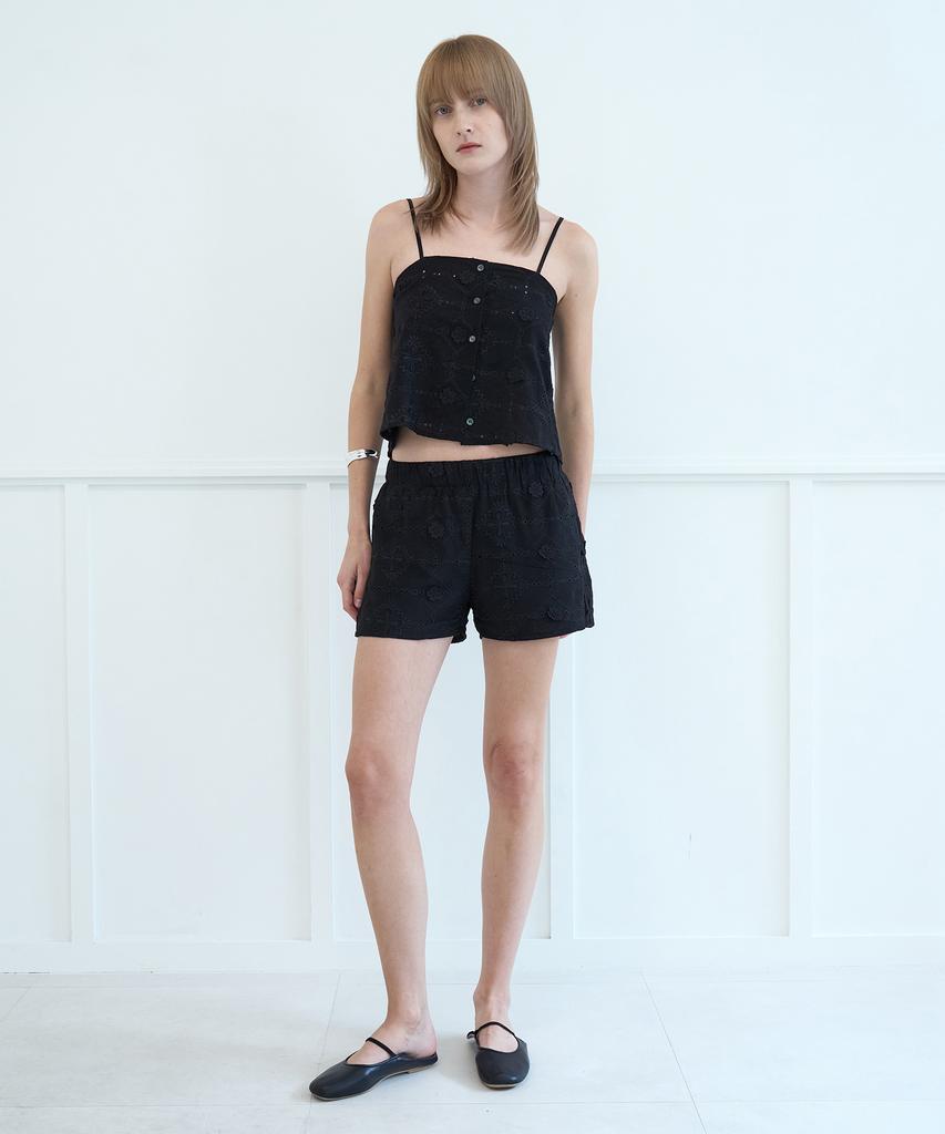 NUAKLE Lace Banding Shorts_Black