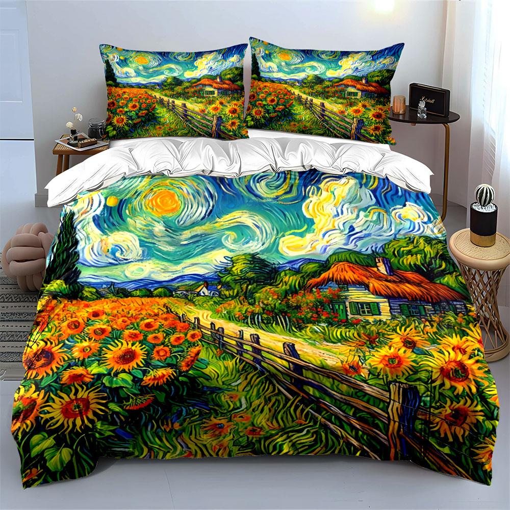 Rustic Sunflower Cottage Set  Kid'S And Adults' Bedroom Decor, Exquisite Three-Piece Bedding Set Gift
