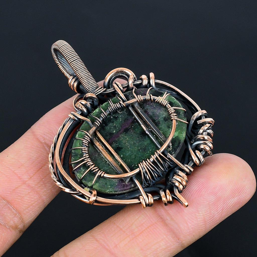 Tree Of Life Ruby in Zoisite Pendant, Handmade Gemstone 999 Copper Wire Wrap Pendant Antique Jewelry, For Gift Copper Jewelry