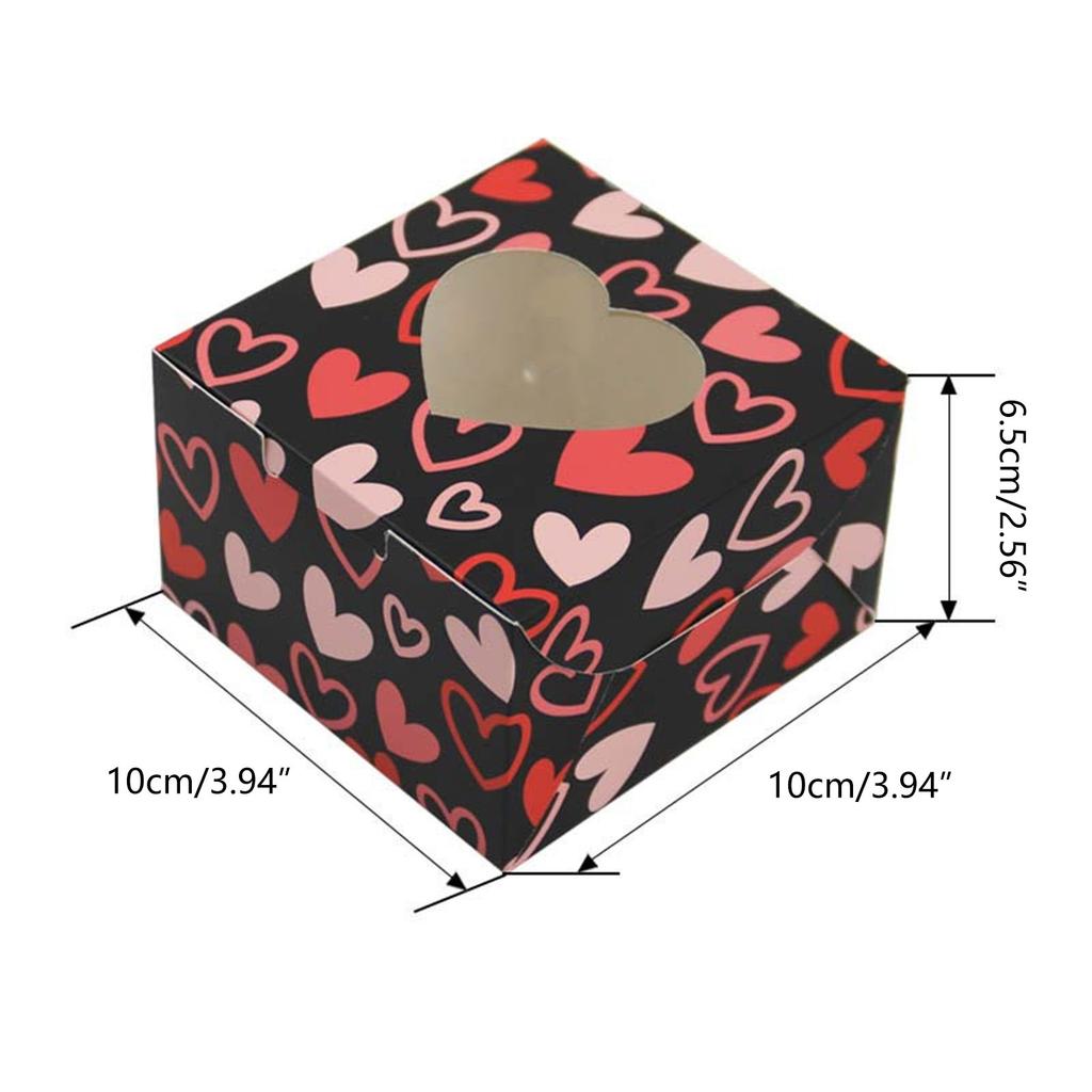 Valentine's Day Treat Box Heart Cardboard Box with Window Valentines Gift Container for Goodie Cookie Candy Party Supply
