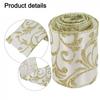 Glitter Wired Ribbon, Organza Sheer Ribbon with Gold Glitter Swirl Pattern