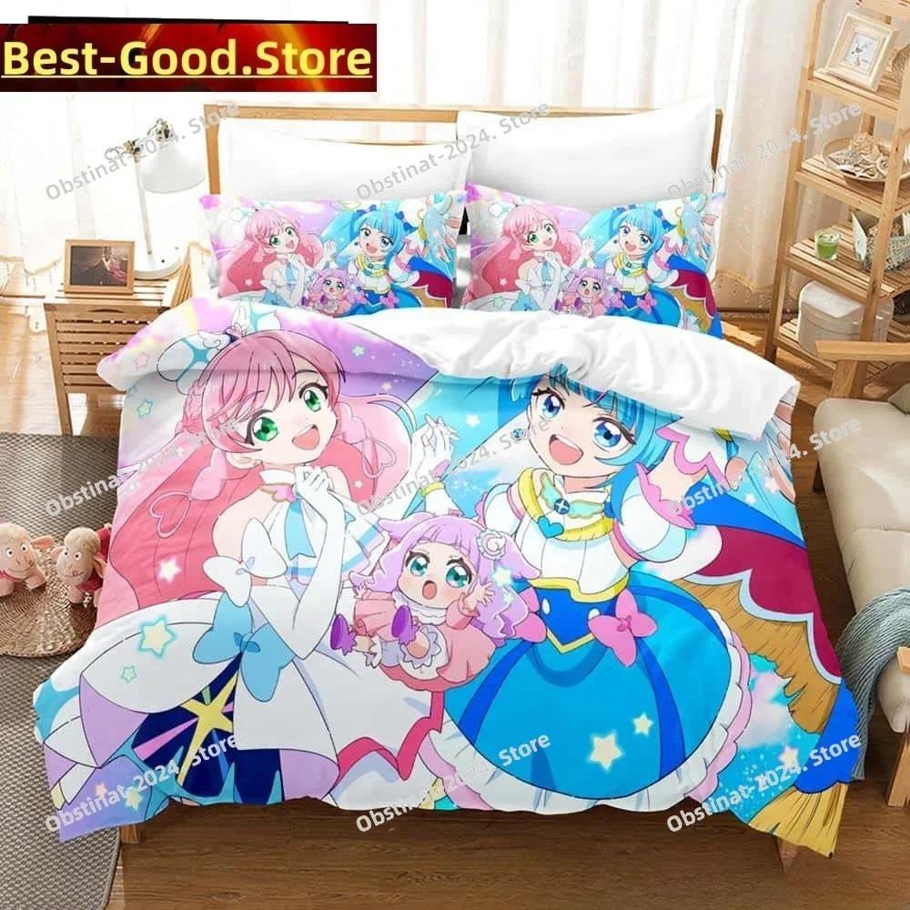 3D Kawaii Anime Hirogaru Sky! Pretty Cure Printed Bed Set Duvet Cover Pillowcase Bedding Set Linen Sheet Quilt Cover Full Size
