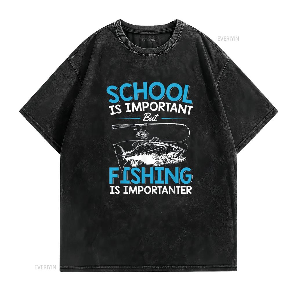 Kids Fishing T Shirt Youth Boys Fish Lover Shirtn vintage Washed Top For Everyday Wear streetwear Versatile Stylish Stretched