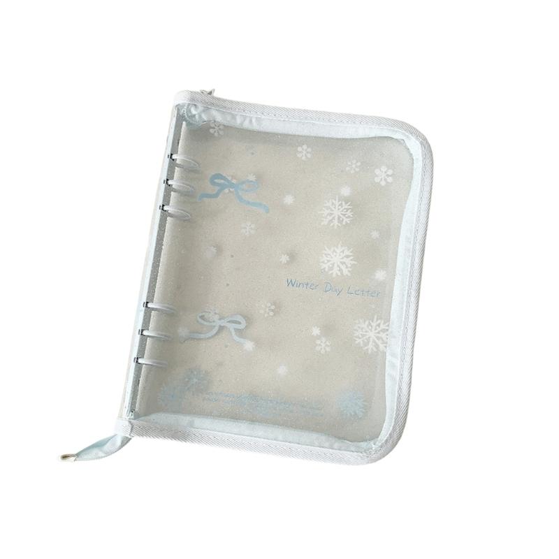 Clear Photo Album Case With Zippered Closures PVC Binder 6 Rings Cover For Kpop Fan Small Card Organization Protectors