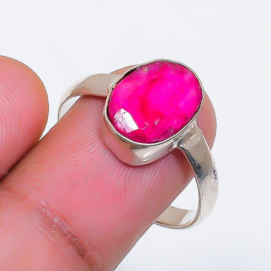 Natural Ruby(Simulated) Gemstone 925 Sterling Silver Jewelry Ring Size 9 ZS-1775
