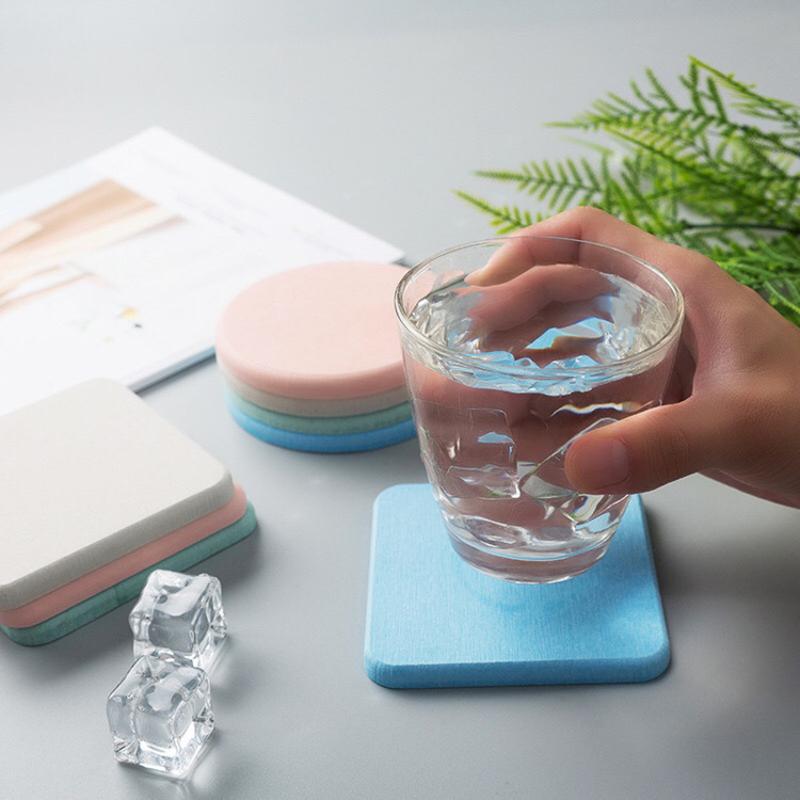 Solid Color Round Square Diatomaceous Earth Mats Toiletries Coasters Simple Absorbent Non-Slip Cup Home And Decoration Kitchen