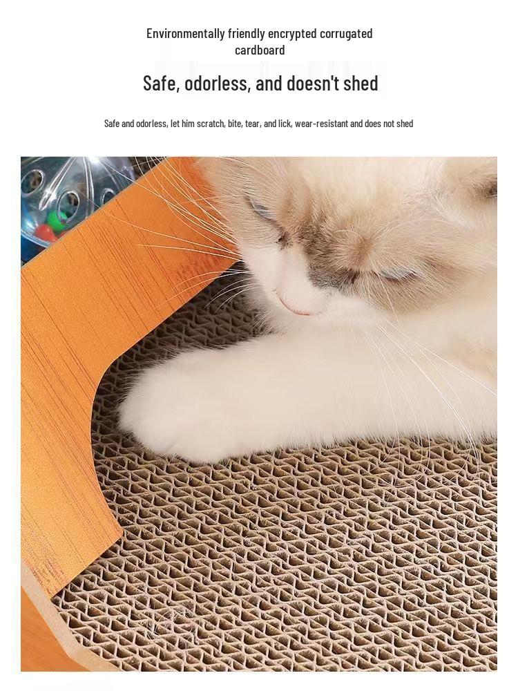 L-Shaped Wear-Resistant Cat Scratching Board with Corrugated Cardboard - No Shedding