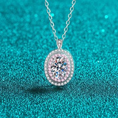 New Elegant 1 Carat Oval Moissanite Pendant Necklace For Women 100% 925 Sterling Silver Sparkling Wedding Party Fine Jewelry