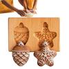 3D Wooden Cookie Cutter Moulds Pinecone Snowflake Embossing Mold DIY Baking Biscuits Molds Christmas Gingerbread Cookie Molds