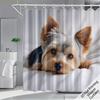 (2D Flat Printing) 1pc, Cute Yorkshire Terrier Dog Shower Curtain Bathroom Curtain with 12 Hooks Machine Washable All Seasons