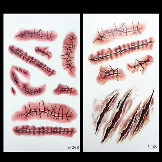 3D Halloween Bloody Scar Temporary Tattoo Sticker Cosplay Body Art Makeup Decal