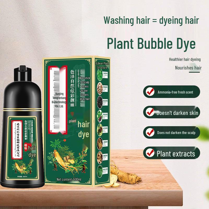 Plant-Based Hair Dye - Gentle, Non-Irritating, Colorfast Black Formula, Covers Gray, Scalp-Safe, No Hair Damage