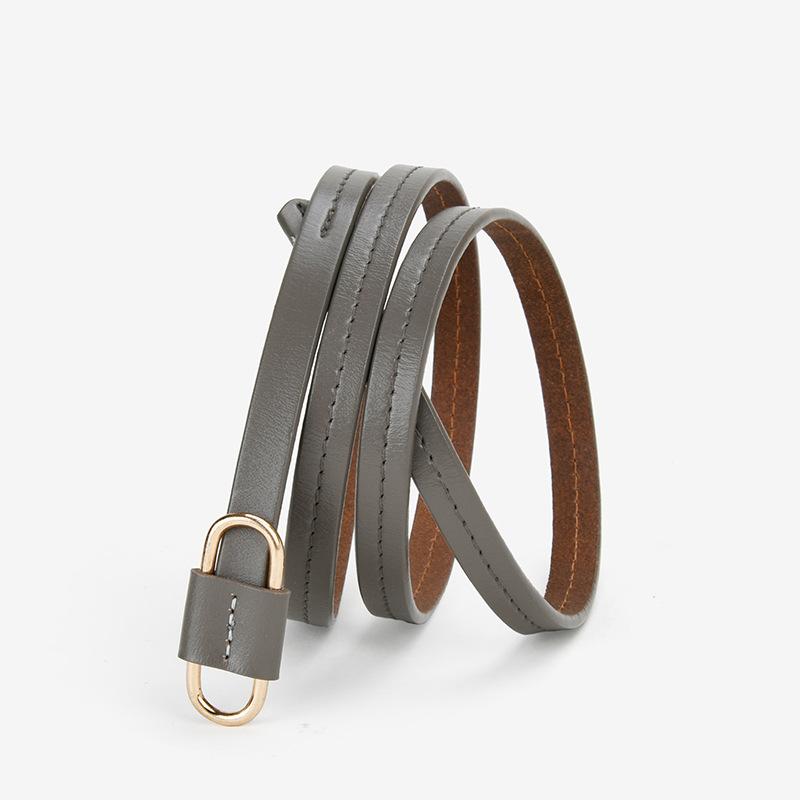 Women's Soft Leather Belt Cowhide Belt Genuine Leather Thin Belt Without Punching Leather