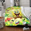 Custom Name Spongebob Friends Flannel Blanket for Super Soft Cute Comfort Blanket for Travel Bedding Couch Sofa Blanket