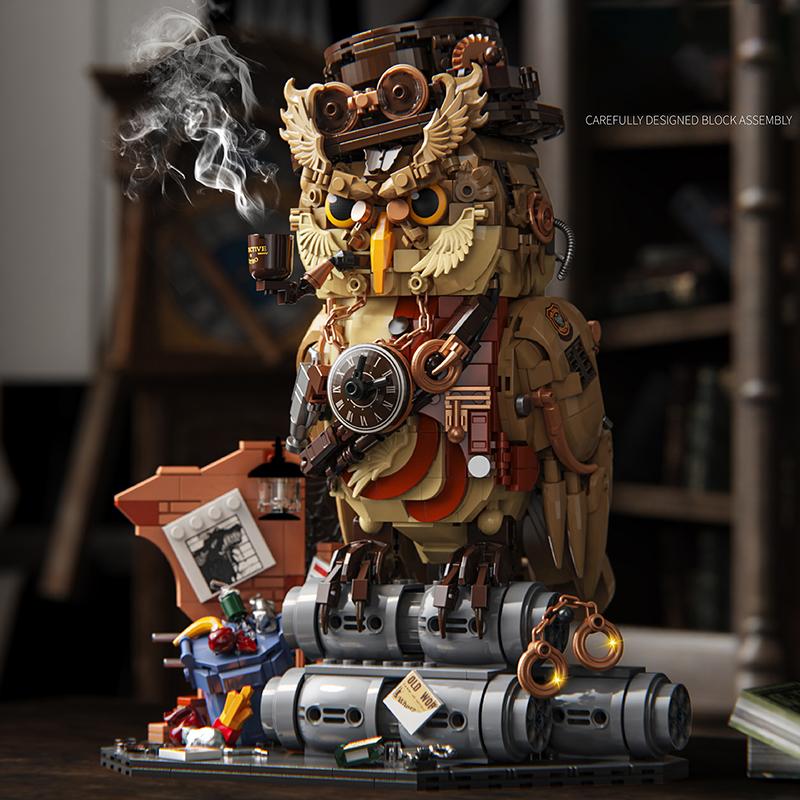 1200+ Teile Eulen-Detektiv Magisches Tier MOC Bausteine Set Pädagogisches DIY Spielzeug für Kinder Erwachsene Geschenke Kreative Steine Spielzeugmodell