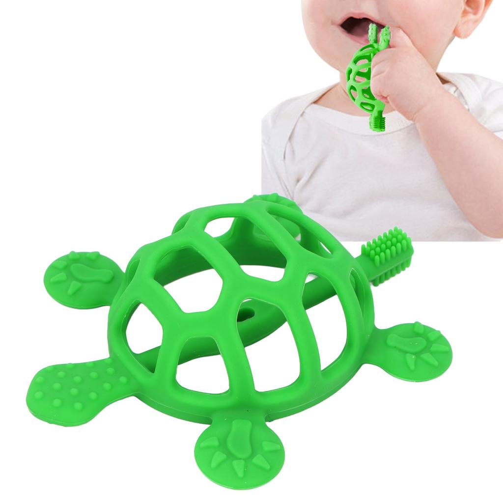 Baby Teething Toy Food Grade Silicone Anti Lost Buckle Teething Bracelet Tortoise Shape Hand Teether Toy