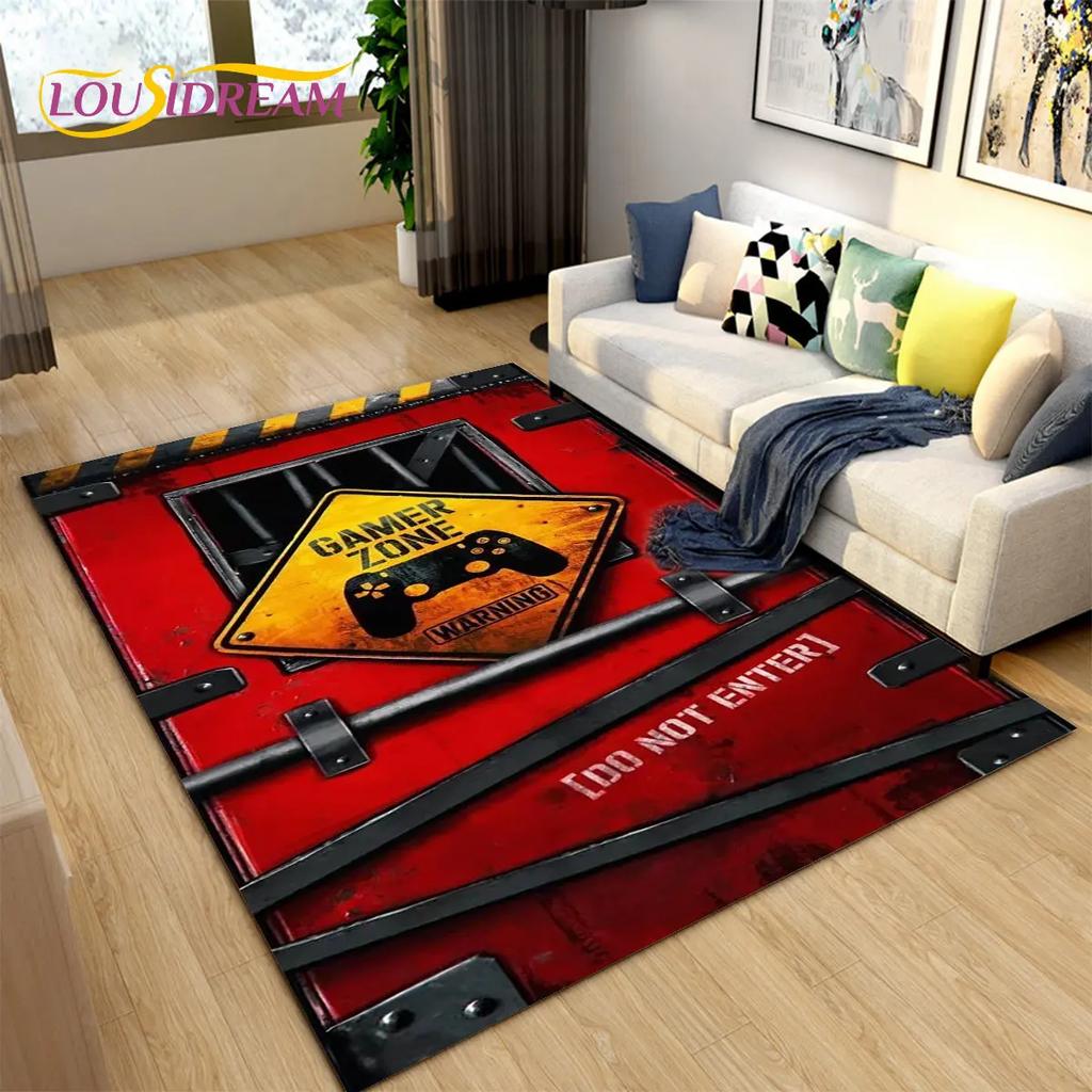 Cartoon Gamer Game Controller Area Rug Large,Carpets Rug for Living Bedroom Sofa Doormat Decoration,Kids Play Non-slip Floor Mat