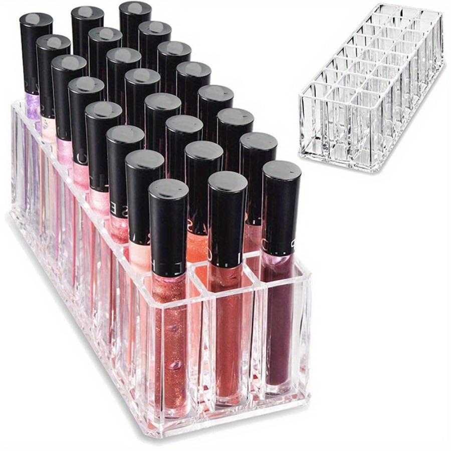 1pc 24 Grid Acrylic Lipstick Storage Box- Transparent Makeup Brush Eyebrow Pencil Lip Gloss Storage Box