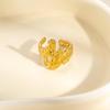 European-American Geometric Gold-Plated Stainless Steel Open Ring for Women