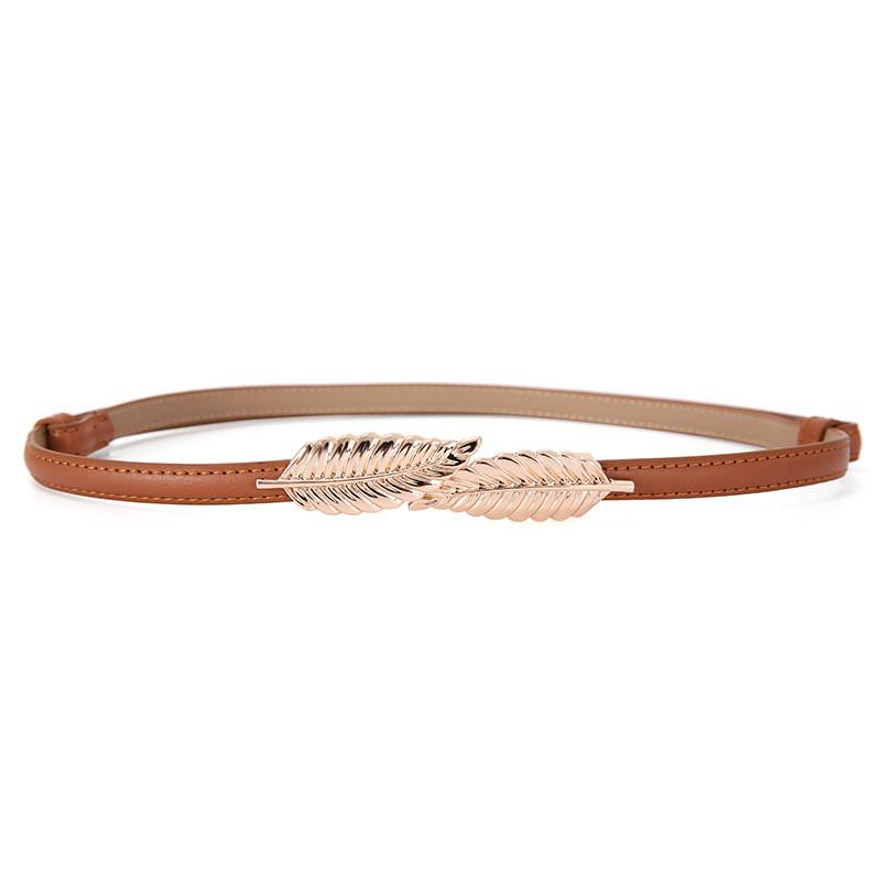 Leather Adjustable Belt For Dresses With Leaf Buckle And Smooth Closure For Womens Fashion