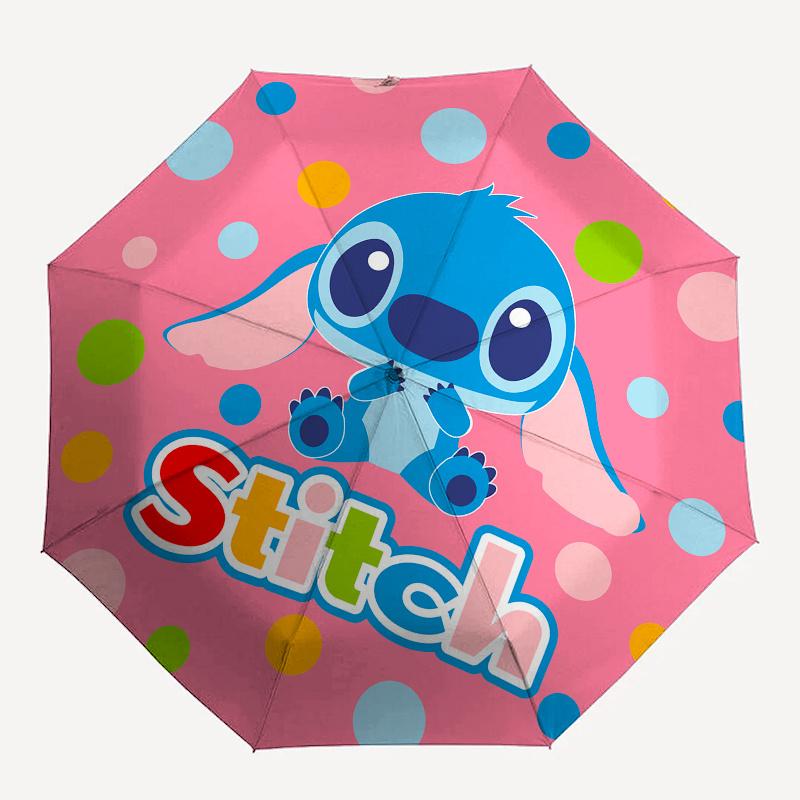 Stitch, Cartoon Automatic Opening and Closing Umbrella - 8 Ribs Portable Folding Umbrella with Plastic Handle, Suitable for Leisure and Hall