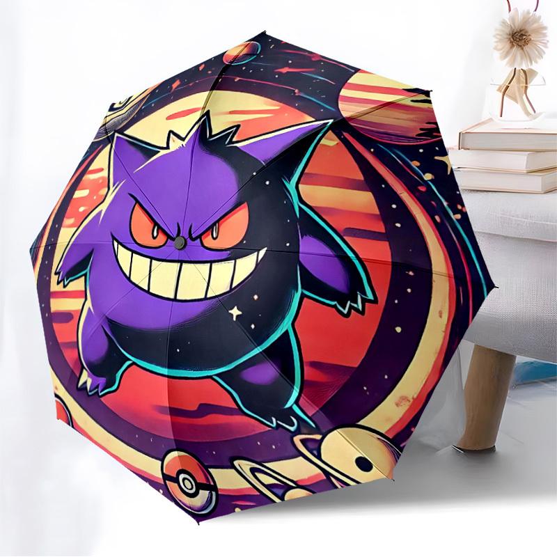 1 Stück Gengar Galaxy Automatischer Faltregenschirm - Kompaktes 8-Rippen-Design, Langlebiger Kunststoff & Eisen, Leicht für den Täglichen Gebrauch im Freien, a0929192