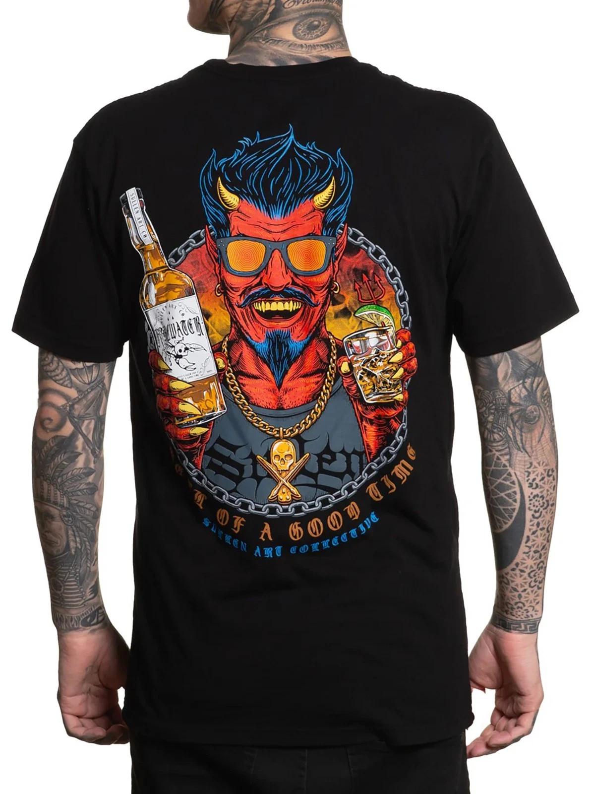 Sullen Men s Helluva Time Short Sleeve Premium T-shirt Devil Drinking Tequila S