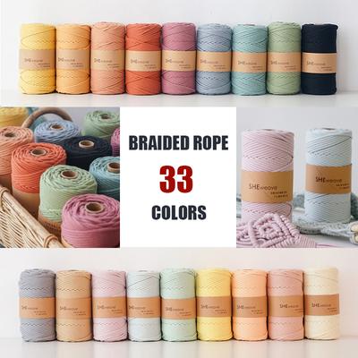 100M Buntes Garn Schnur Handgemachte Bastelartikel DIY 3mm Gedrehte Baumwolle Makramee Schnur Garn Seil Faden Heimtextilien Hochzeitsdekoration