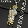 San Judas Tadeo Pendant Necklace for Men Women Stainless Steel Gold Silver Color Saint Jude Thaddeus Chain Amulet Jewelry Gift